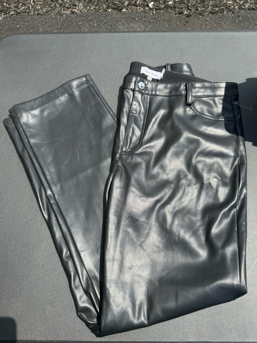 Calvin Klein Women’s Black Faux Leather Pants - Slim Fit